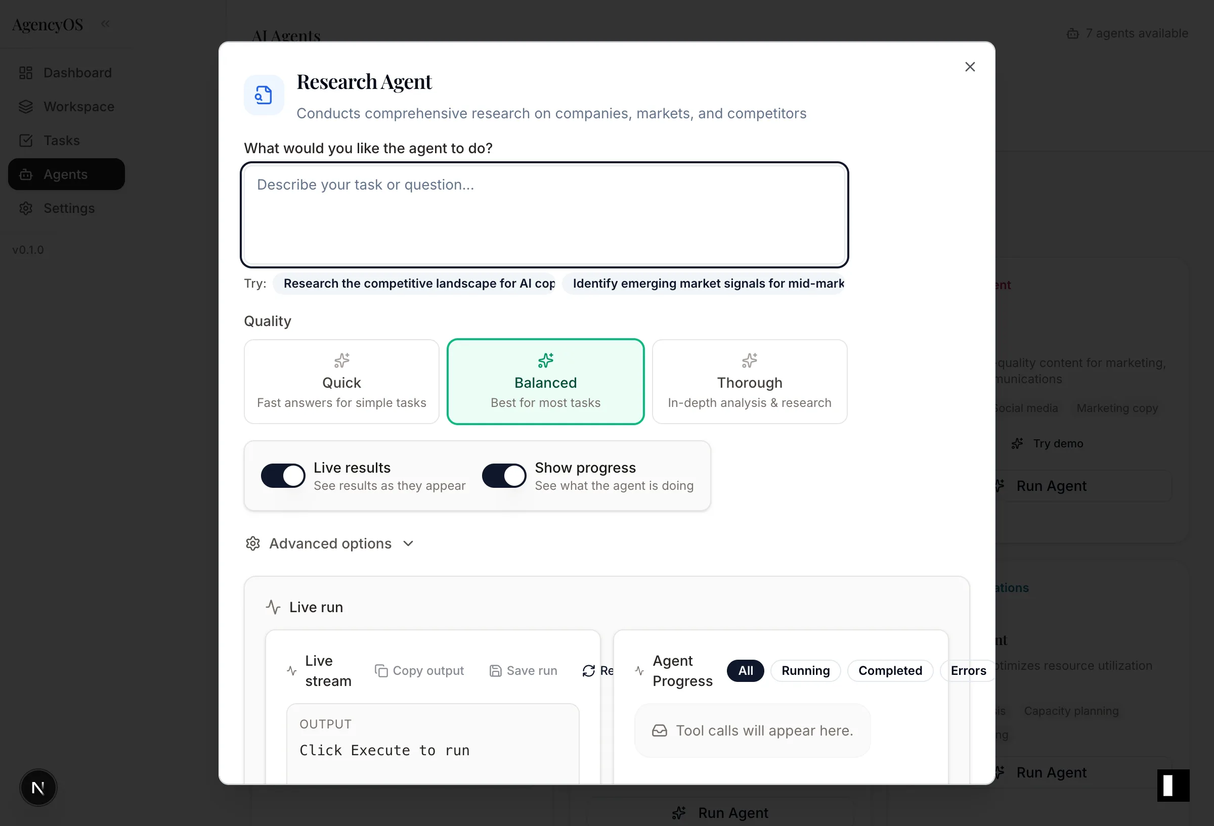 Agencyos Audit Agent Dialog
