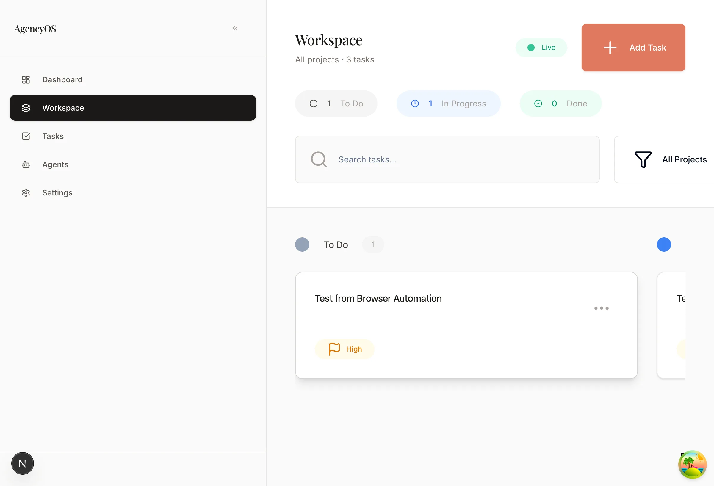 Agencyos Task In Progress Success
