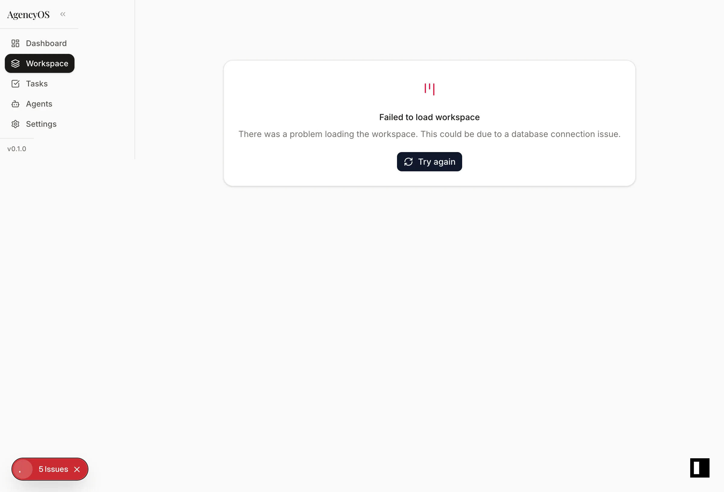 Agencyos Workspace Error