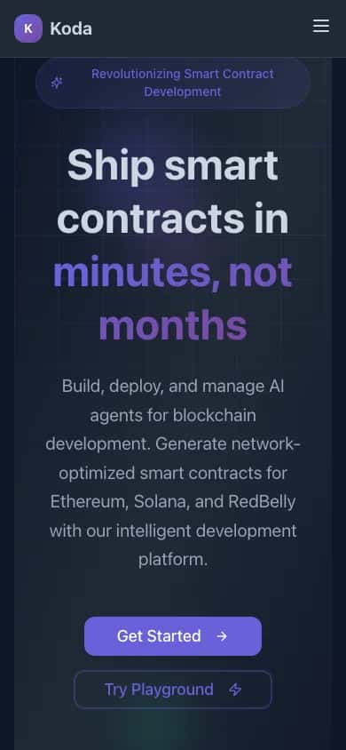 Kodabuild Homepage Mobile