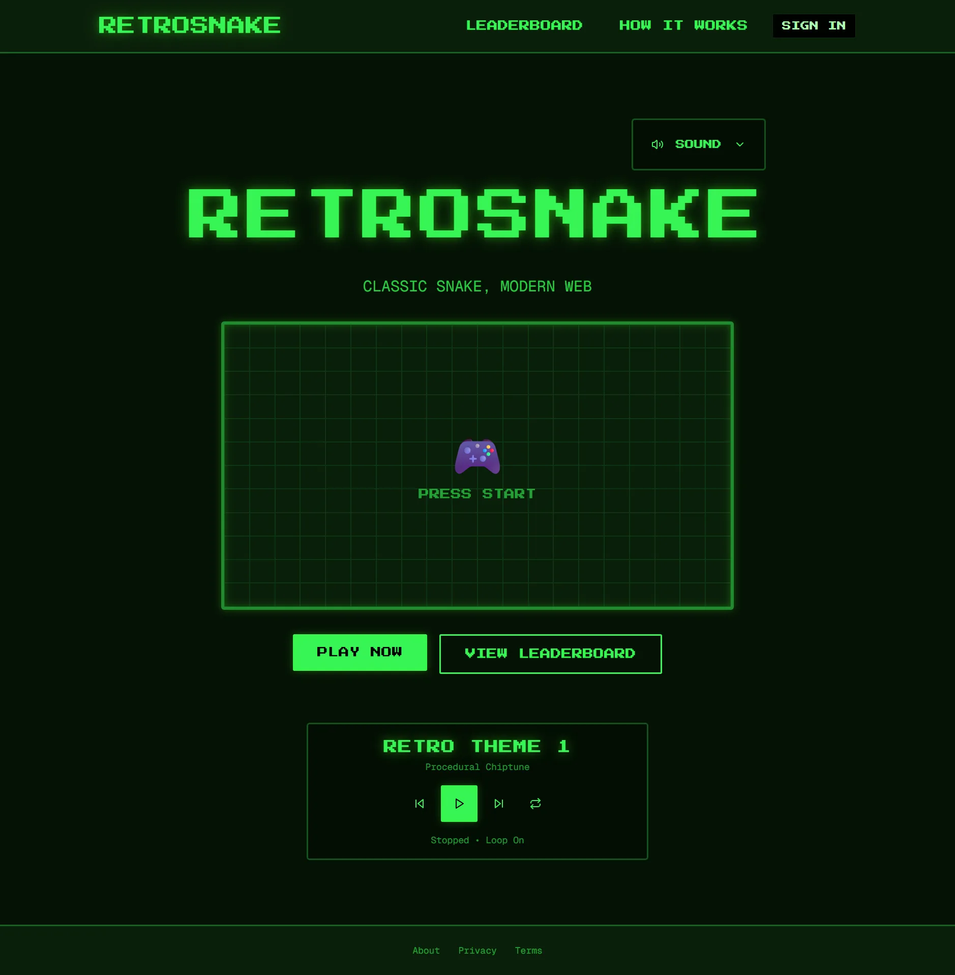 Retrosnake Snake Homepage