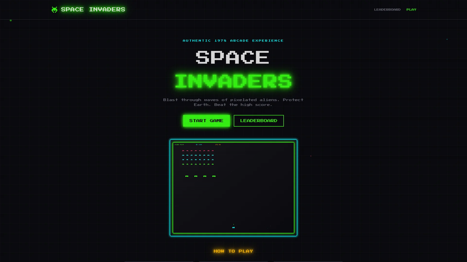 Space Invaders Homepage Desktop
