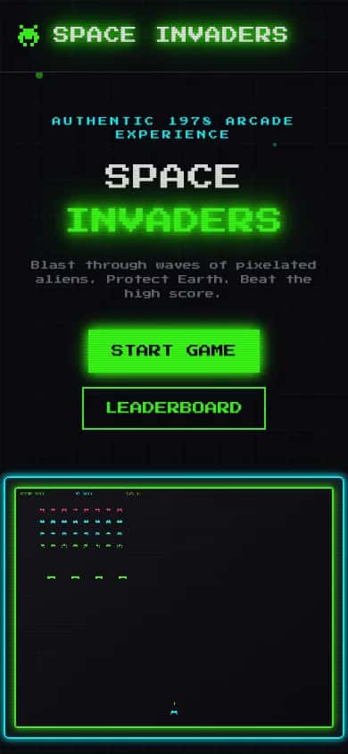 Space Invaders Homepage Mobile