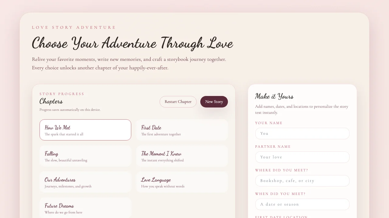 Love Story Adventure hero image