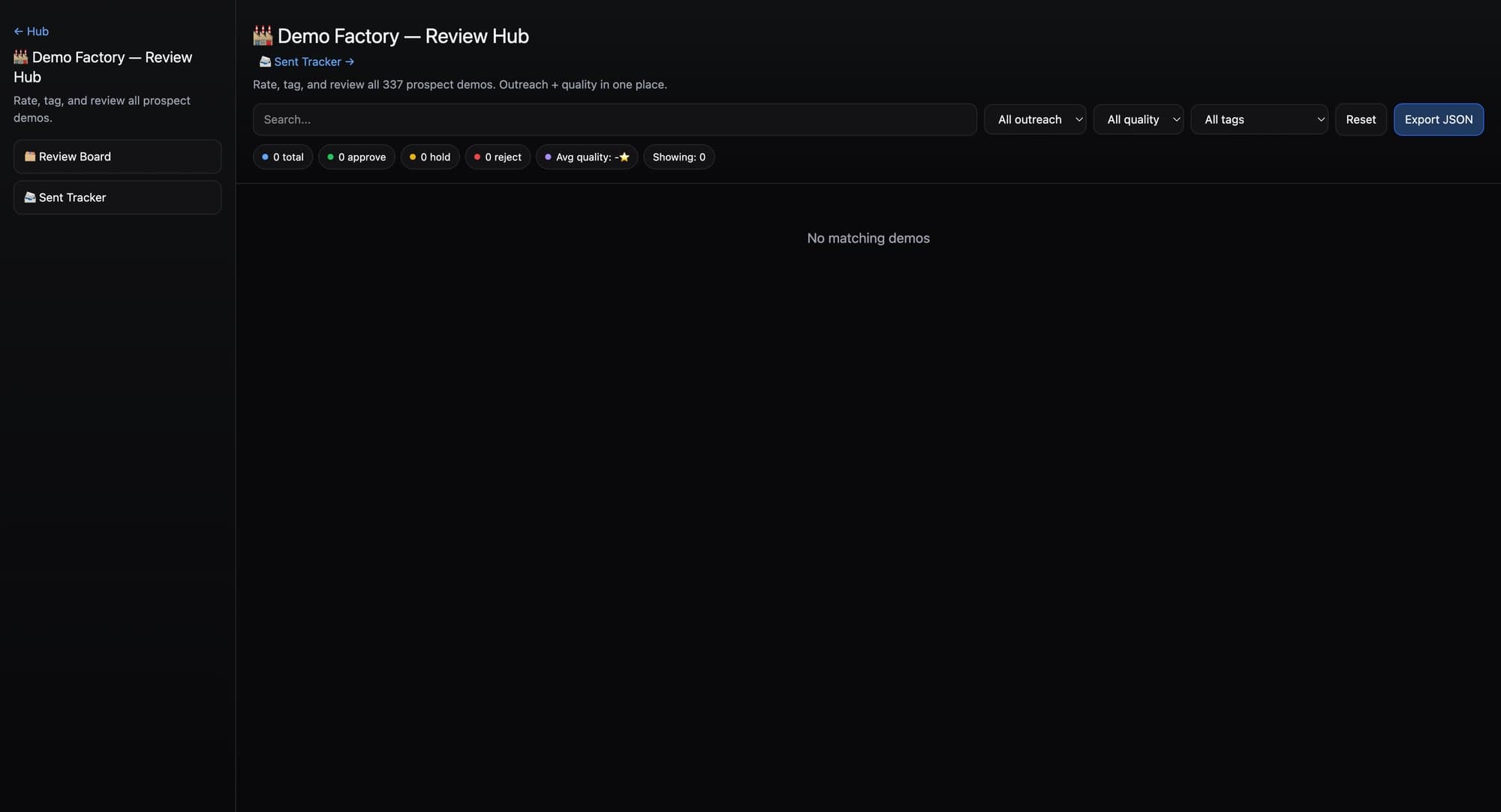Demo Review Hub screenshot