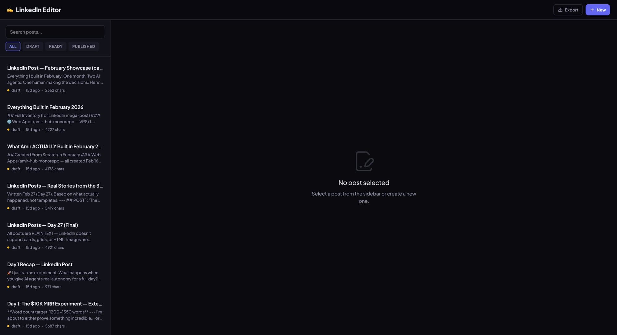 LinkedIn Editor screenshot