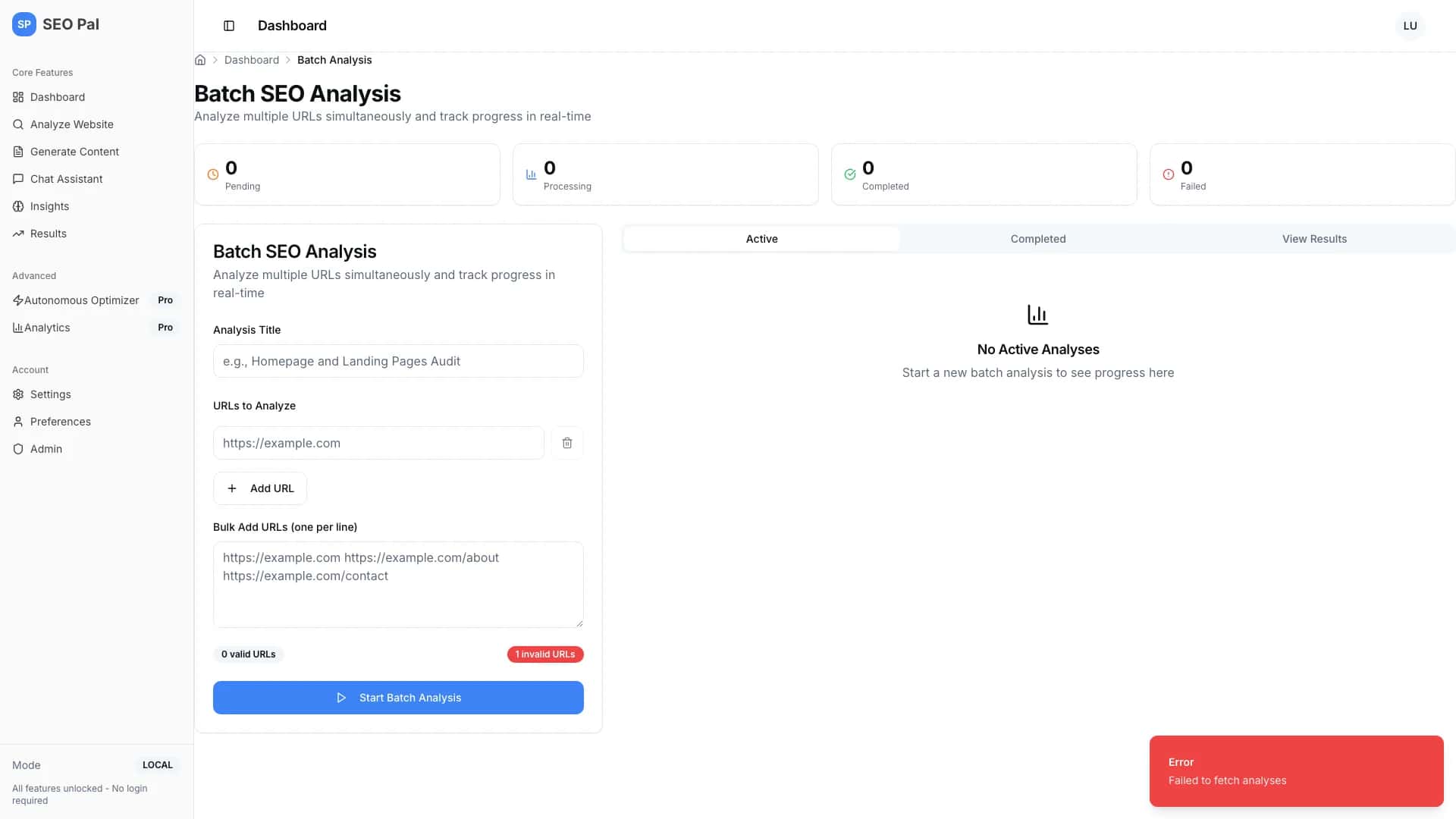 Seopal Batch Analysis