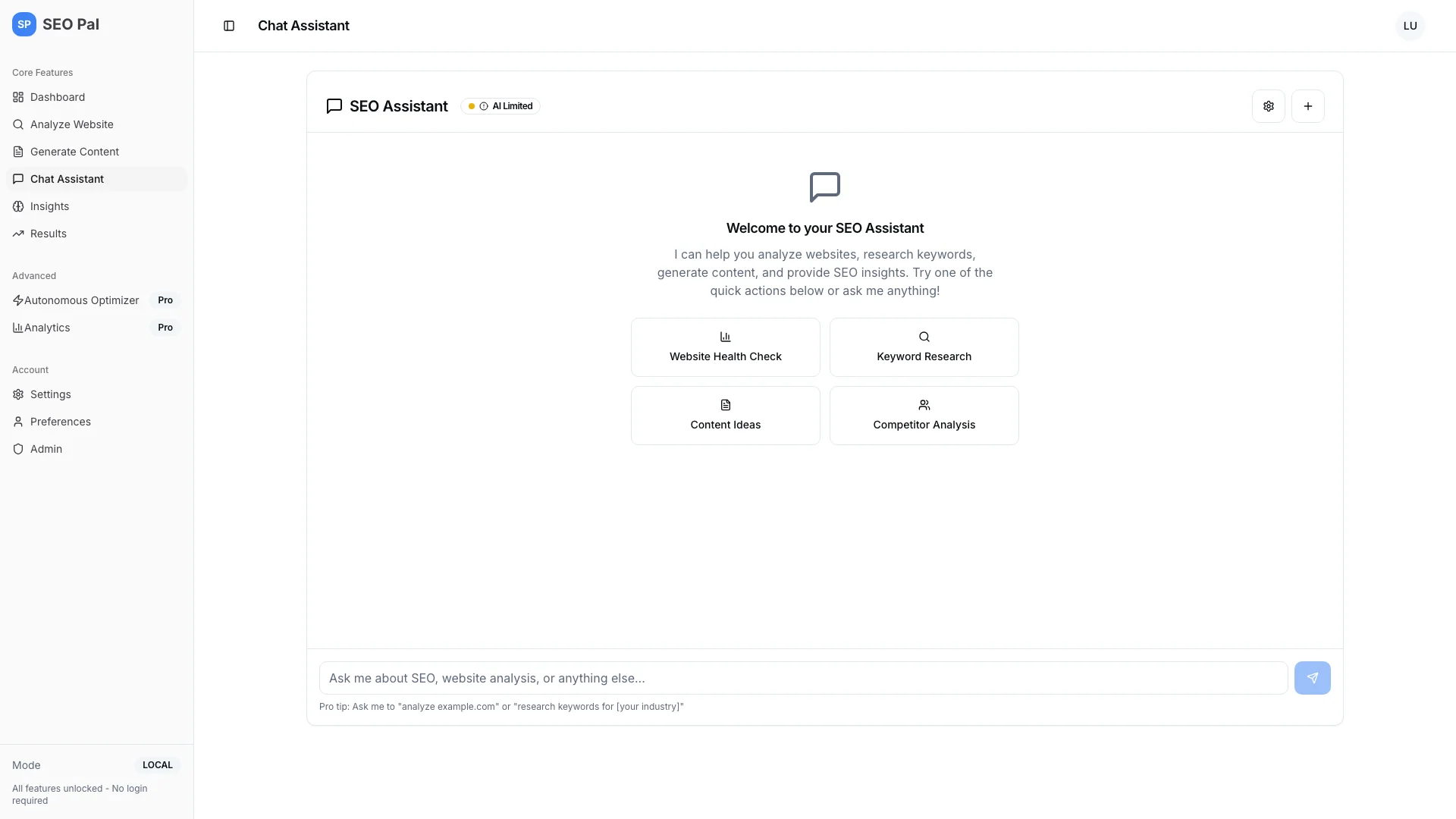 Seopal Chat Assistant
