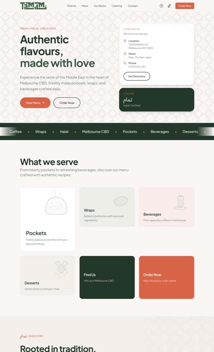 Tamam Cafe Tamam Homepage