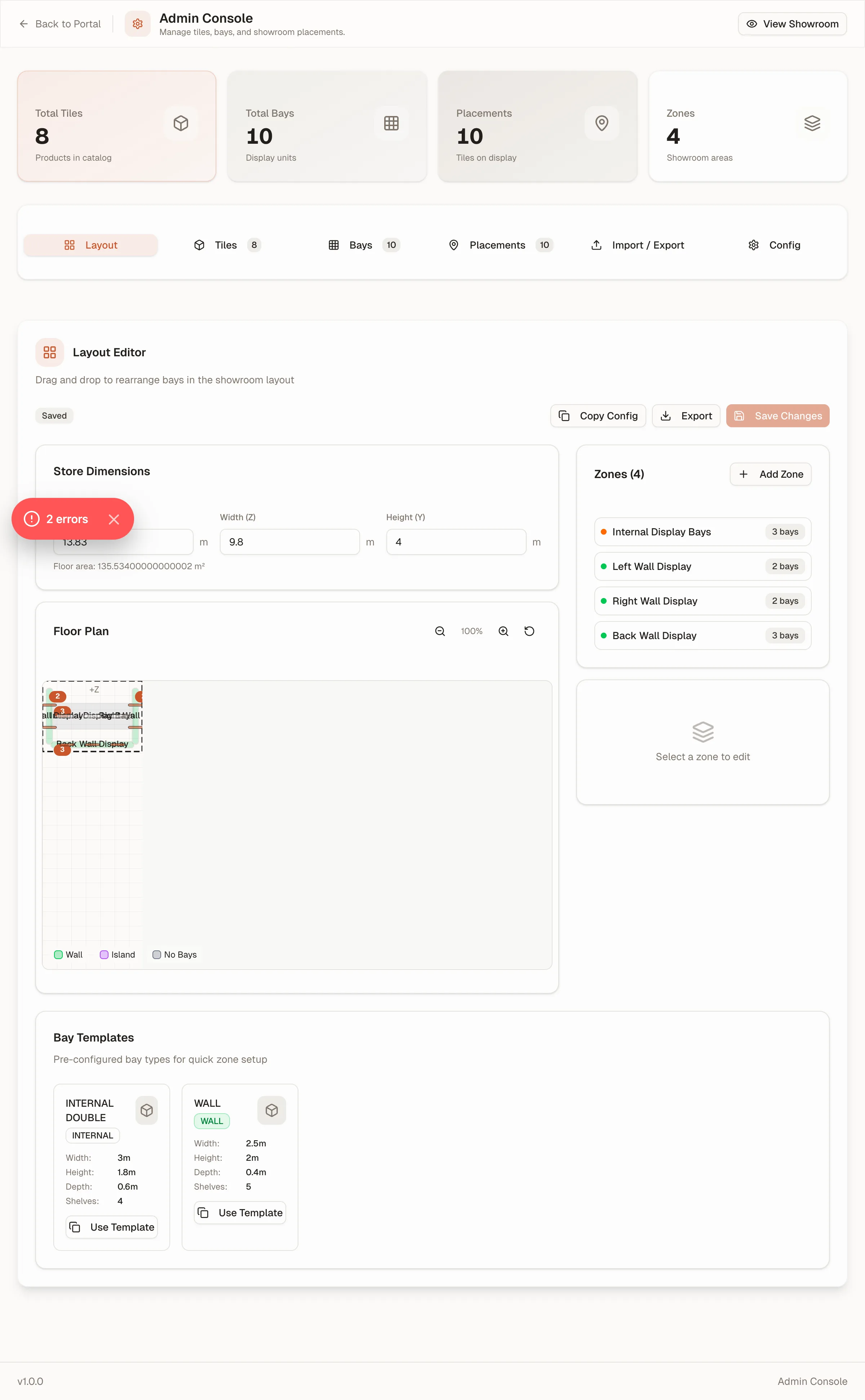 Tilemart Showroom Admin Dashboard