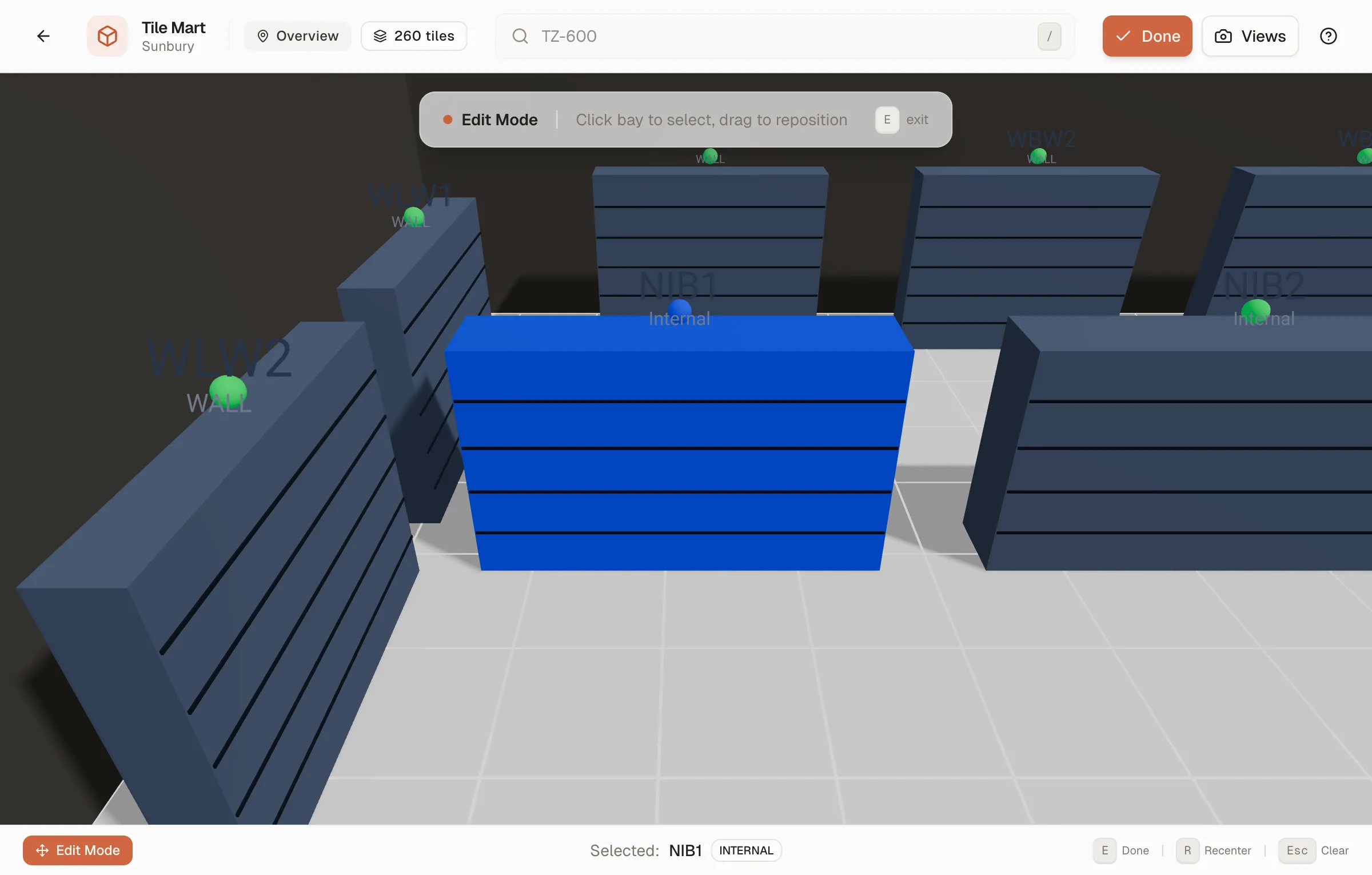 Tilemart Showroom Edit Mode Active
