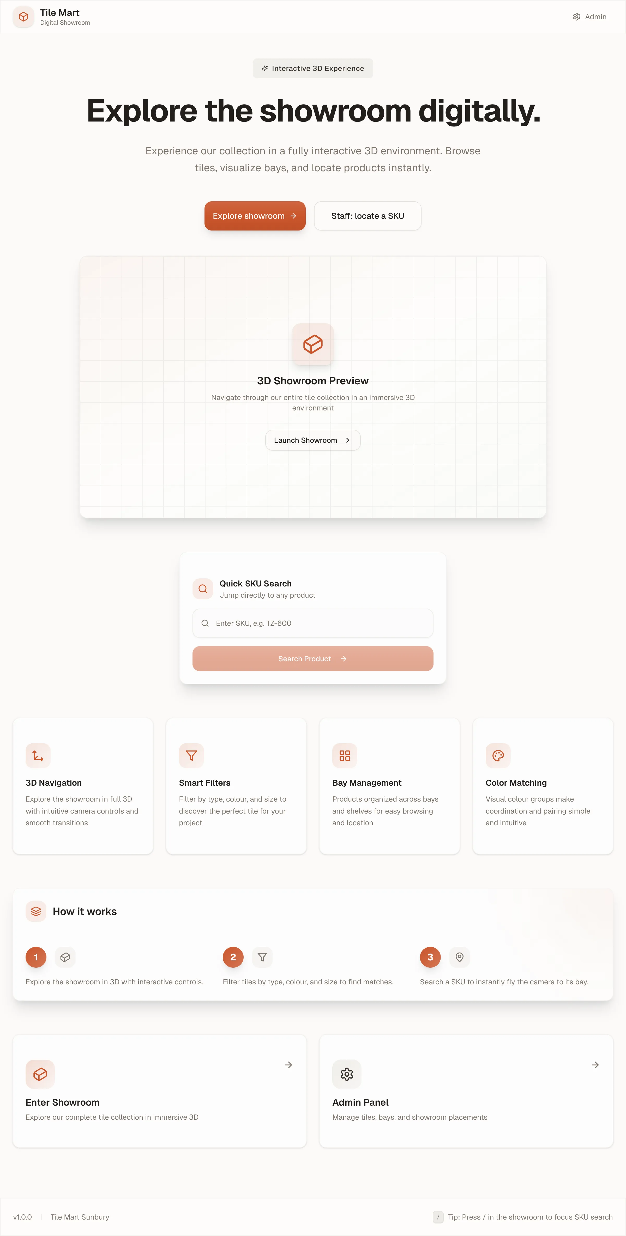 Tilemart Showroom Portal Page
